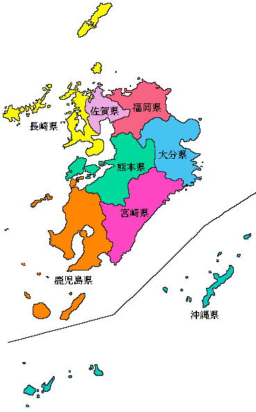 「九州地方　地図」の画像検索結果